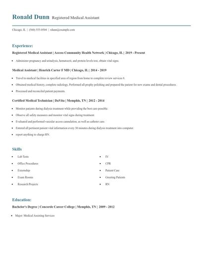 Registered Medical Assistant Resume