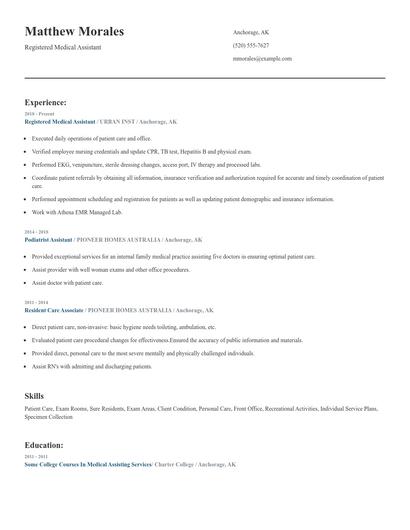 Registered Medical Assistant Resume