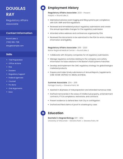 Regulatory Affairs Associate Resume