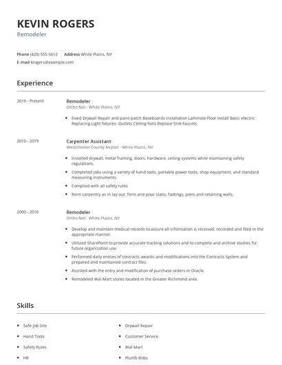 Remodeler Resume