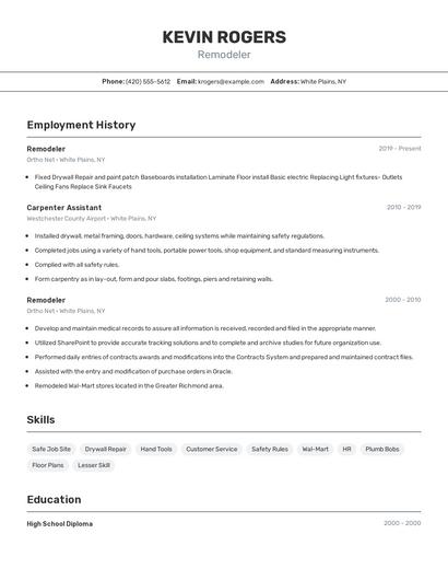 Remodeler Resume