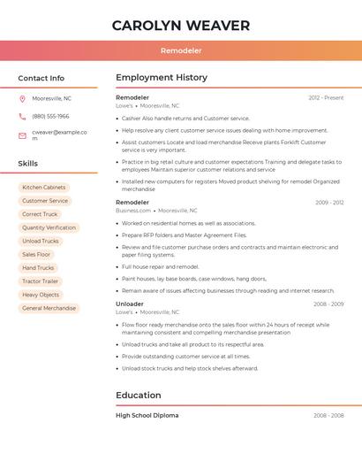 Remodeler Resume