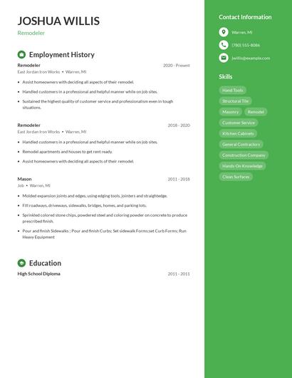 Remodeler Resume
