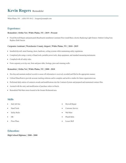 Remodeler Resume