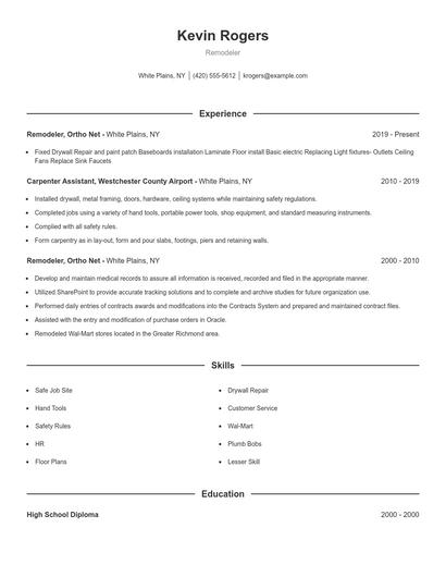 Remodeler Resume