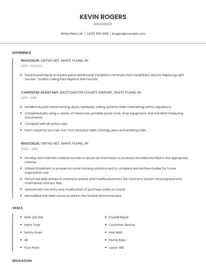 Remodeler Resume
