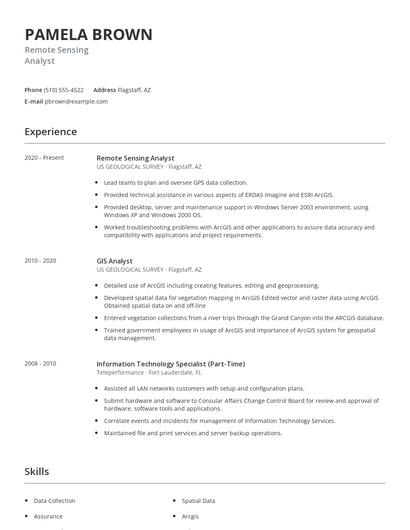Remote Sensing Analyst Resume