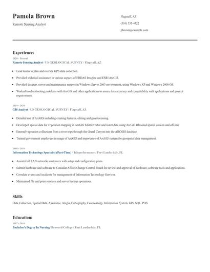 Remote Sensing Analyst Resume