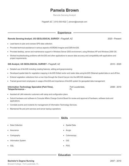 Remote Sensing Analyst Resume