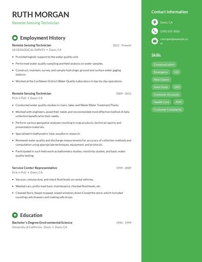 Remote Sensing Technician Resume