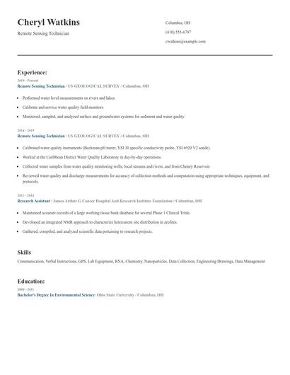 Remote Sensing Technician Resume