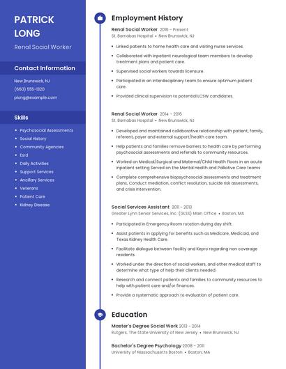 Renal Social Worker Resume