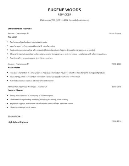 Repacker Resume