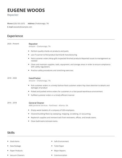 Repacker Resume