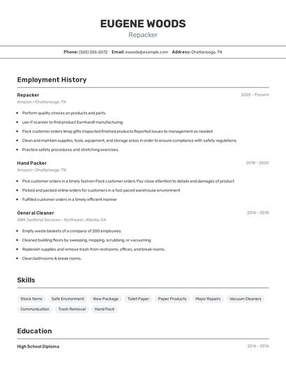 Repacker Resume