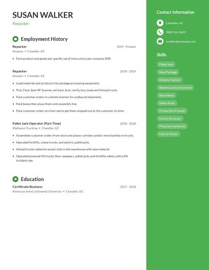 Repacker Resume