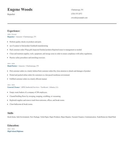Repacker Resume