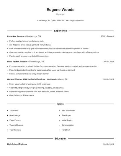 Repacker Resume