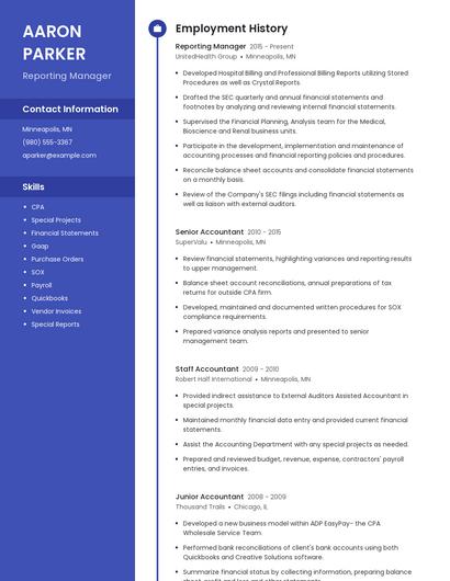 Reporting Manager Resume