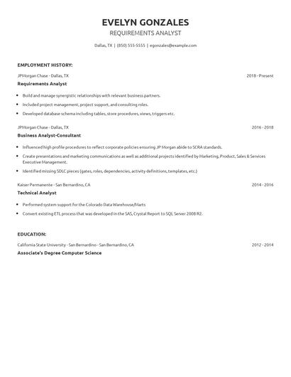 Requirements Analyst Resume