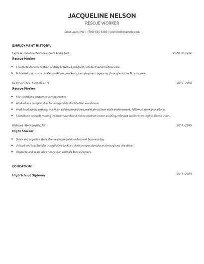 Rescue Worker Resume