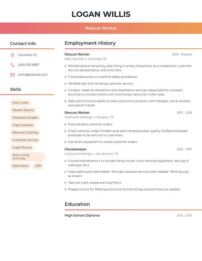 Rescue Worker Resume