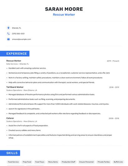 Rescue Worker Resume