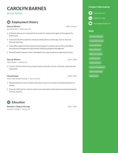 Rescue Worker Resume