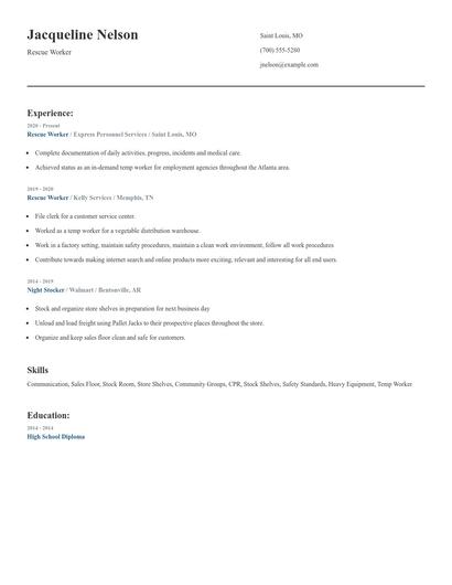 Rescue Worker Resume