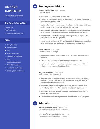 Research Dietitian Resume