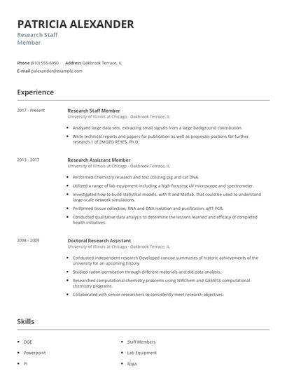 Research Staff Member Resume