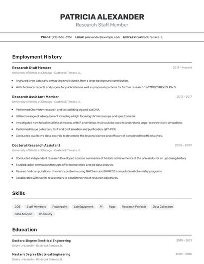 Research Staff Member Resume