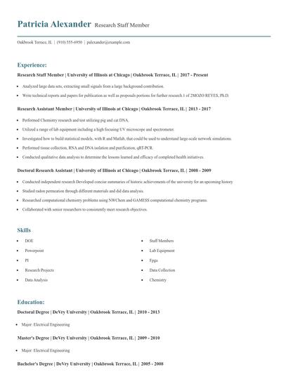Research Staff Member Resume
