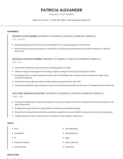 Research Staff Member Resume