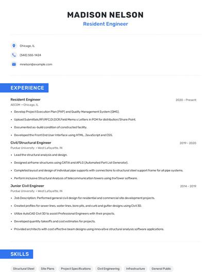 Resident Engineer Resume