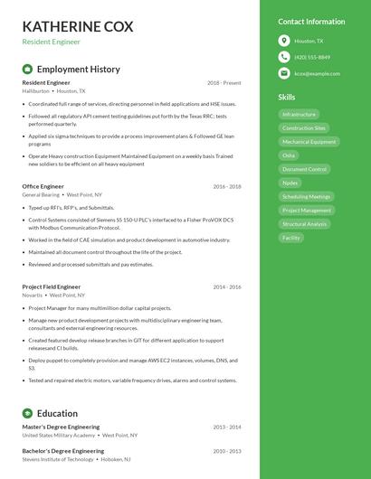 Resident Engineer Resume