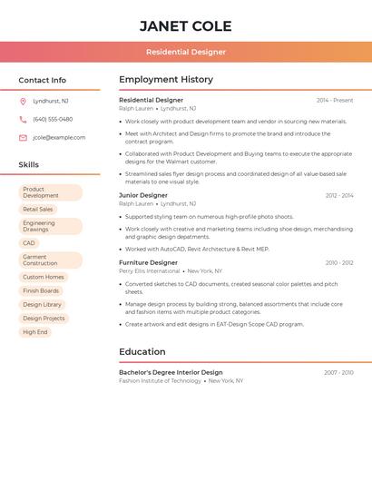 Residential Designer Resume