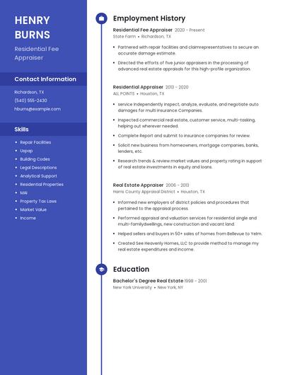 Residential Fee Appraiser Resume