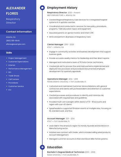 Respiratory Director Resume
