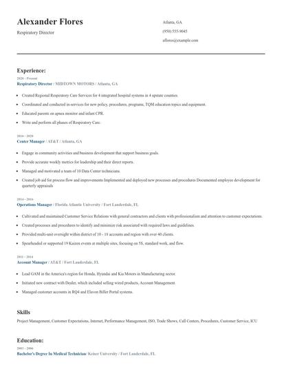 Respiratory Director Resume