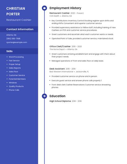 Restaurant Cashier Resume