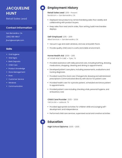 Retail Sales Lead Resume