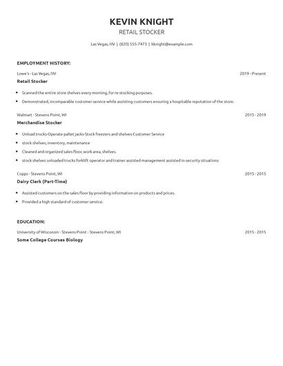 Retail Stocker Resume