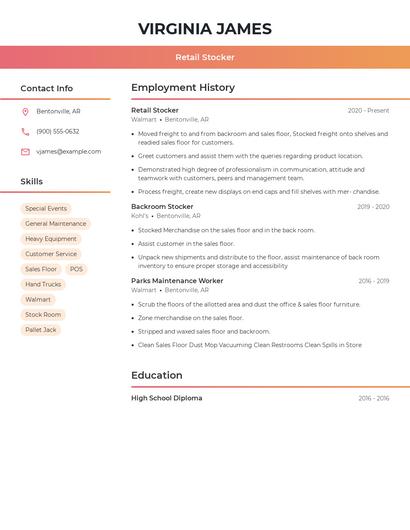 Retail Stocker Resume