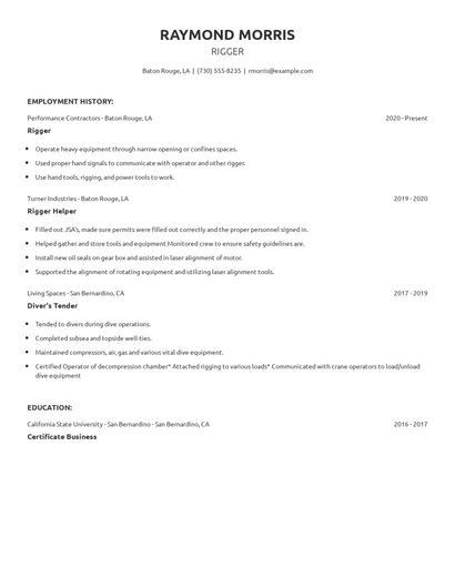 Rigger Resume