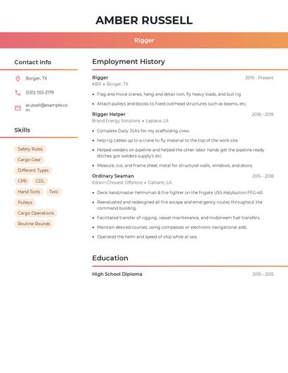 Rigger Resume