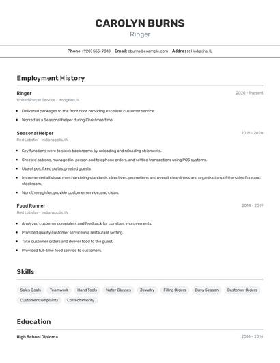 Ringer Resume