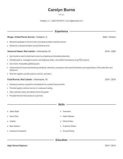 Ringer Resume