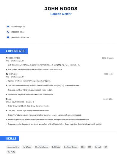 Robotic Welder Resume