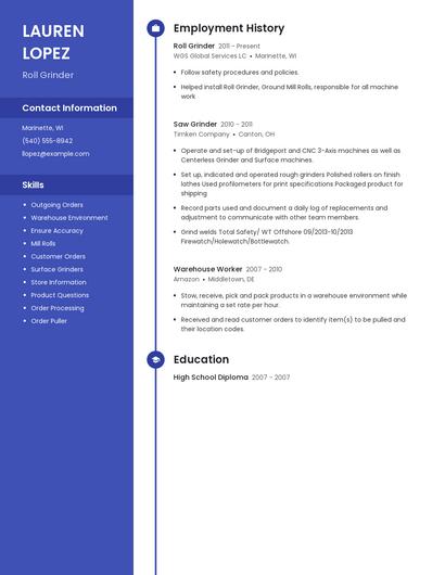Roll Grinder Resume